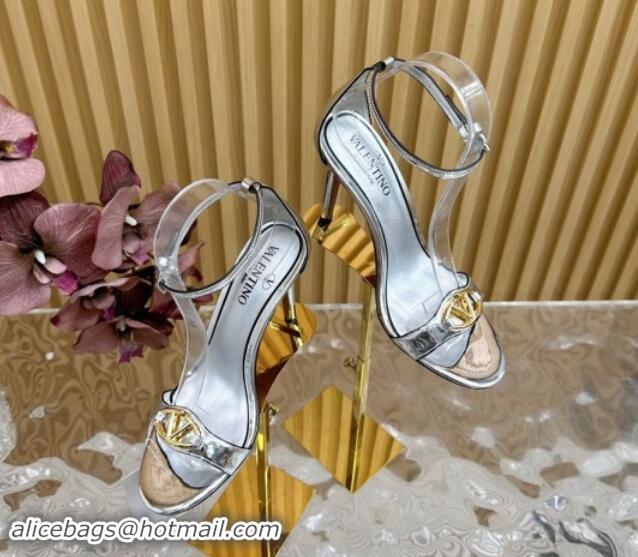 Unique Style Valentino VLogo The Bold Edition High Heel Sandals 9.5cm in Calfskin Silver 1116043