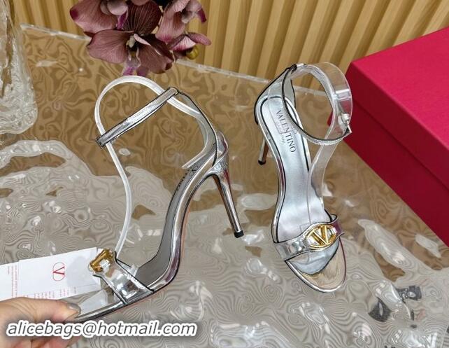 Unique Style Valentino VLogo The Bold Edition High Heel Sandals 9.5cm in Calfskin Silver 1116043