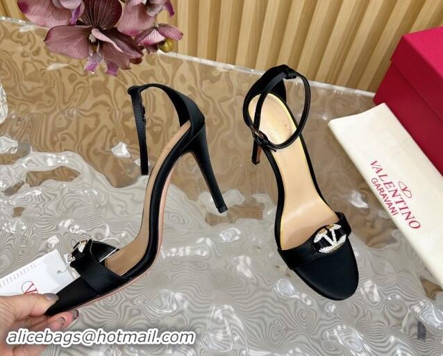 Classic Hot Valentino VLogo The Bold Edition High Heel Sandals 9.5cm in Satin Black 1116044