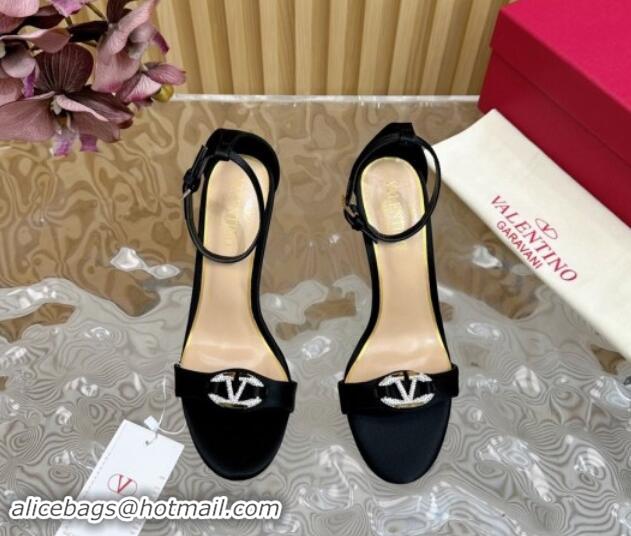 Classic Hot Valentino VLogo The Bold Edition High Heel Sandals 9.5cm in Satin Black 1116044