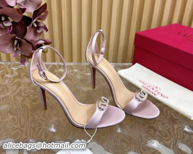 Best Product Valentino VLogo The Bold Edition High Heel Sandals 9.5cm in Satin Light Pink 1116045