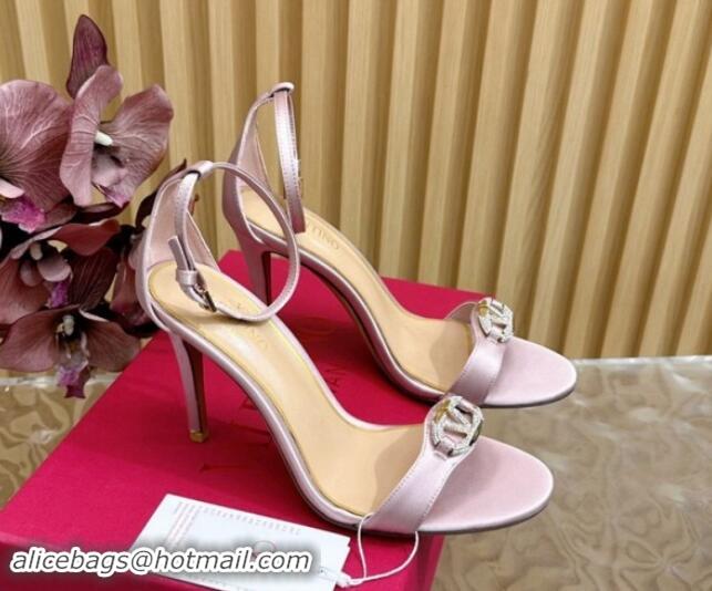 Best Product Valentino VLogo The Bold Edition High Heel Sandals 9.5cm in Satin Light Pink 1116045