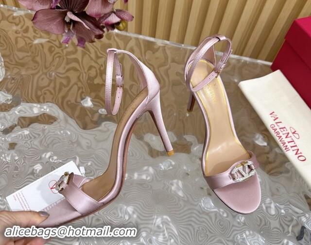 Best Product Valentino VLogo The Bold Edition High Heel Sandals 9.5cm in Satin Light Pink 1116045