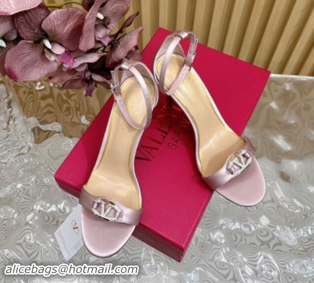 Best Product Valentino VLogo The Bold Edition High Heel Sandals 9.5cm in Satin Light Pink 1116045