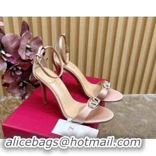 Luxury Valentino VLogo The Bold Edition High Heel Sandals 9.5cm in Satin Nude 1116047