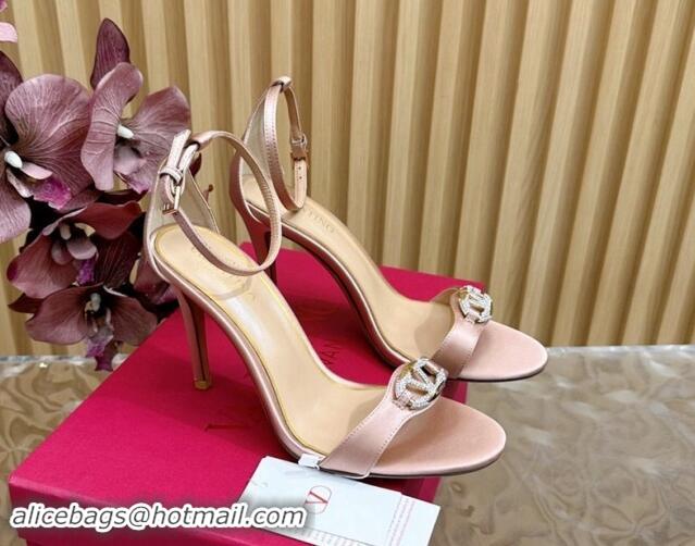 Luxury Valentino VLogo The Bold Edition High Heel Sandals 9.5cm in Satin Nude 1116047