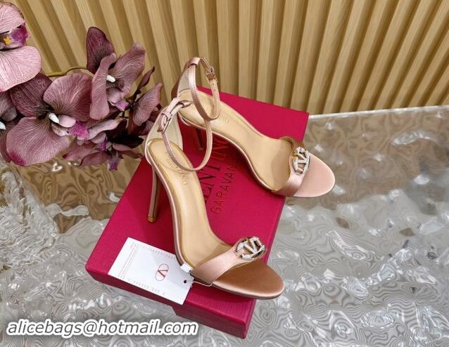 Luxury Valentino VLogo The Bold Edition High Heel Sandals 9.5cm in Satin Nude 1116047