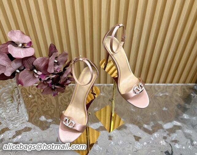 Luxury Valentino VLogo The Bold Edition High Heel Sandals 9.5cm in Satin Nude 1116047