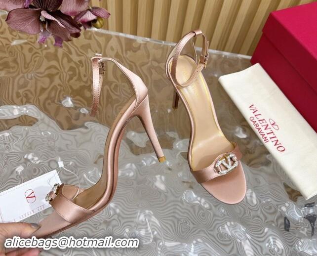 Luxury Valentino VLogo The Bold Edition High Heel Sandals 9.5cm in Satin Nude 1116047