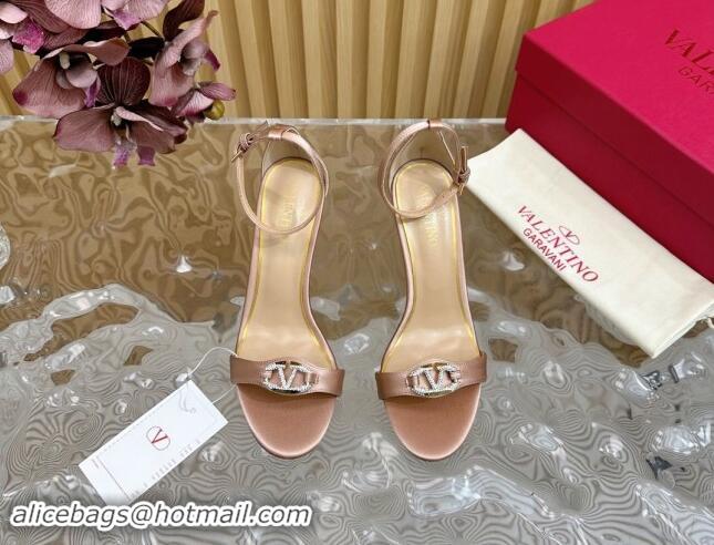 Luxury Valentino VLogo The Bold Edition High Heel Sandals 9.5cm in Satin Nude 1116047