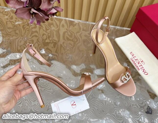 Luxury Valentino VLogo The Bold Edition High Heel Sandals 9.5cm in Satin Nude 1116047