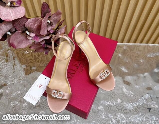 Luxury Valentino VLogo The Bold Edition High Heel Sandals 9.5cm in Satin Nude 1116047