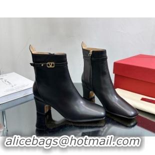 Trendy Design Valentino VLogo Calfskin Leather Ankle Boots 8cm Black 1116056