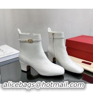 Hot Style Valentino VLogo Calfskin Leather Ankle Boots 8cm White 1116058