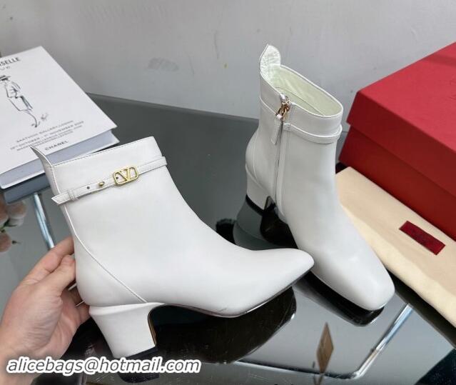 Hot Style Valentino VLogo Calfskin Leather Ankle Boots 8cm White 1116058