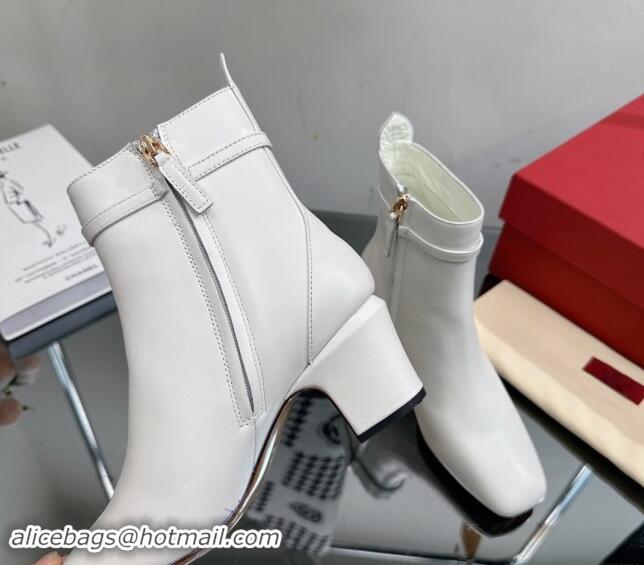 Hot Style Valentino VLogo Calfskin Leather Ankle Boots 8cm White 1116058