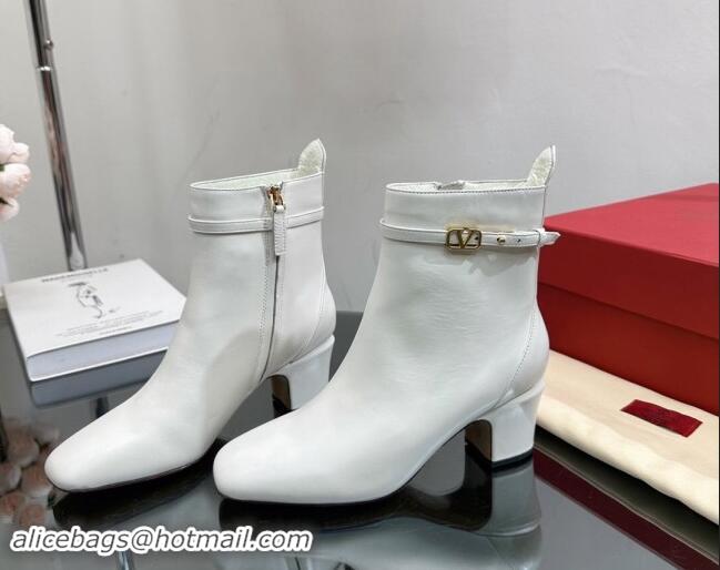 Hot Style Valentino VLogo Calfskin Leather Ankle Boots 8cm White 1116058