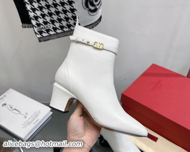 Hot Style Valentino VLogo Calfskin Leather Ankle Boots 8cm White 1116058