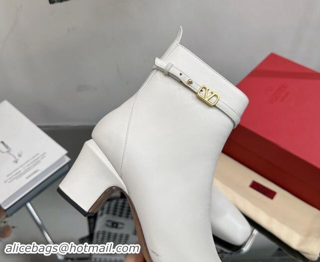 Hot Style Valentino VLogo Calfskin Leather Ankle Boots 8cm White 1116058