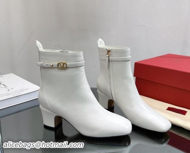 Hot Style Valentino VLogo Calfskin Leather Ankle Boots 8cm White 1116058