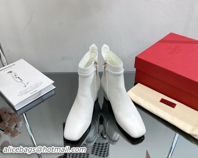 Hot Style Valentino VLogo Calfskin Leather Ankle Boots 8cm White 1116058