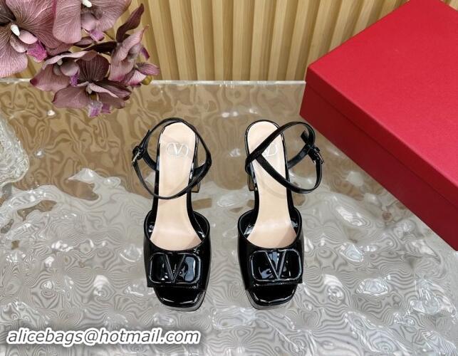 Purchase Valentino VLogo Patent Leather Platform Sandals Black 1118016