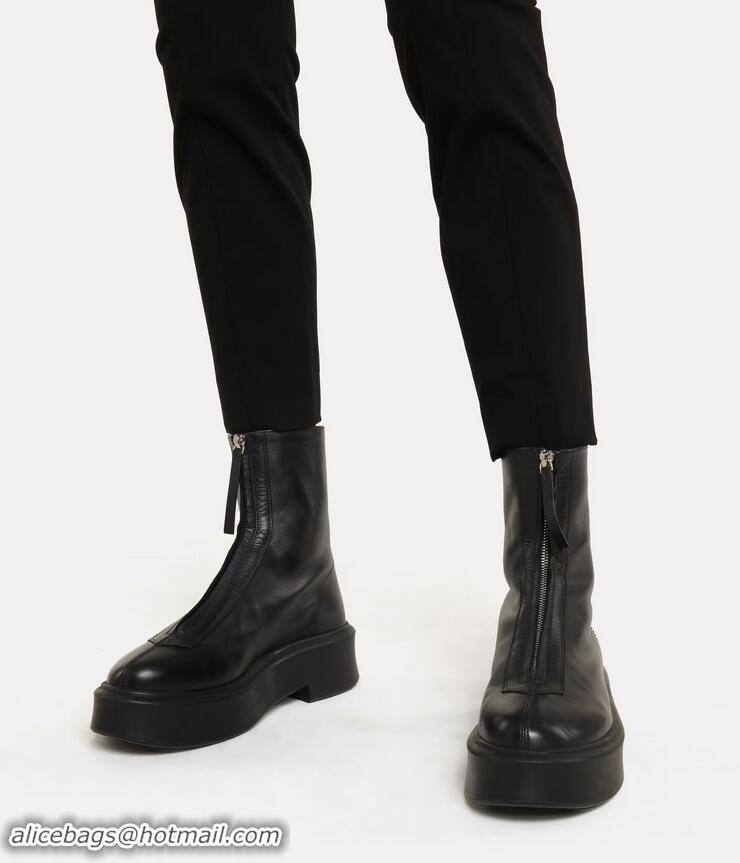 ​Grade Promotional The Row Zipped Leather Boots TR1144 Black