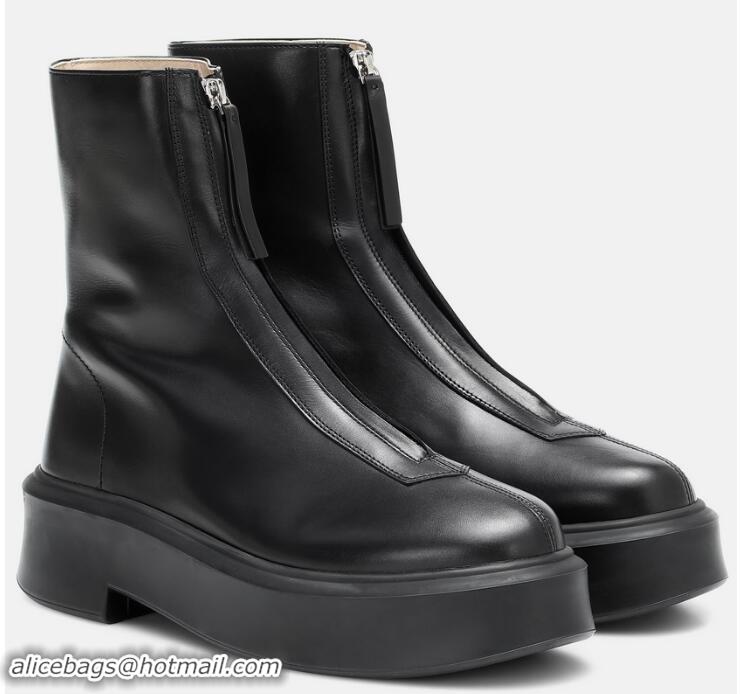 ​Grade Promotional The Row Zipped Leather Boots TR1144 Black