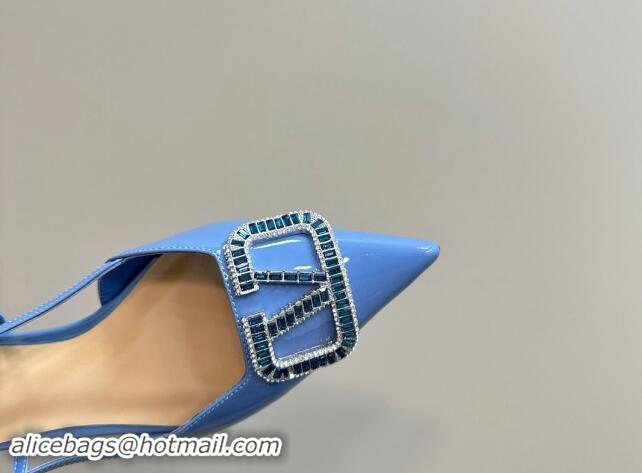 Pretty Style Valentino Strass VLogo Satin Slingback Ballerinas Flats in Patent Leather 1118045