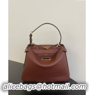 Famous Brand Fendi Peekaboo Soft Medium Bag in Cappuccino-coloured Leather Bag 70202 Dark Brown 2024