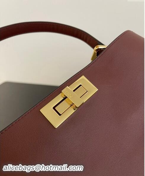 Famous Brand Fendi Peekaboo Soft Medium Bag in Cappuccino-coloured Leather Bag 70202 Dark Brown 2024