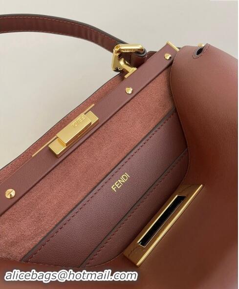 Famous Brand Fendi Peekaboo Soft Medium Bag in Cappuccino-coloured Leather Bag 70202 Dark Brown 2024