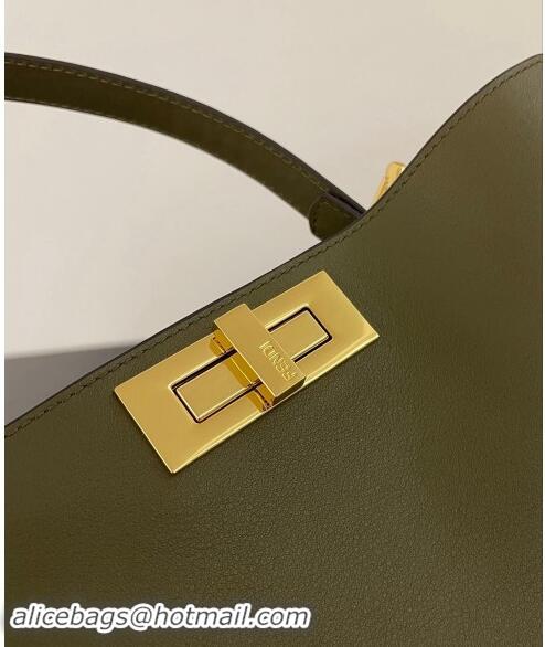 New Fashion Fendi Peekaboo Soft Medium Bag in Cappuccino-coloured Leather Bag 70202 Green 2024