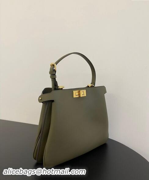 New Fashion Fendi Peekaboo Soft Medium Bag in Cappuccino-coloured Leather Bag 70202 Green 2024