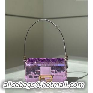 Well Crafted Fendi Baguette 1997 Mini bag Embroidered with Sequins 8582 Purple 2024