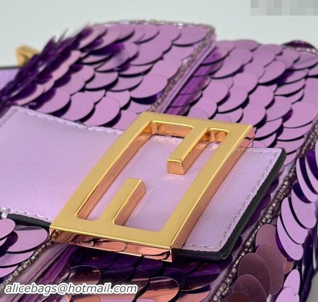 Well Crafted Fendi Baguette 1997 Mini bag Embroidered with Sequins 8582 Purple 2024