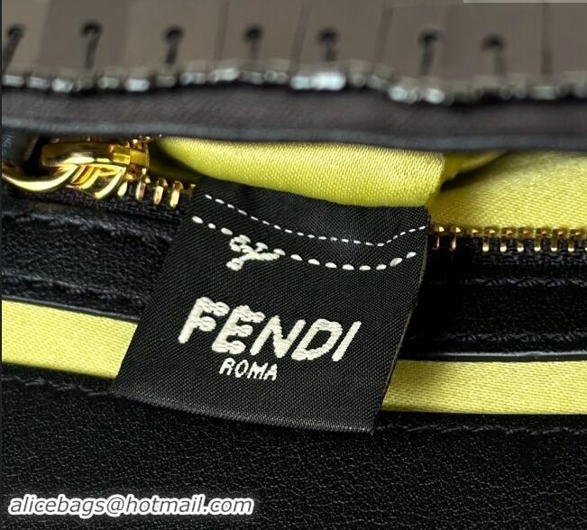 Best Price Fendi Baguette Medium bag Embroidered with Sequins 8601M Black 2024