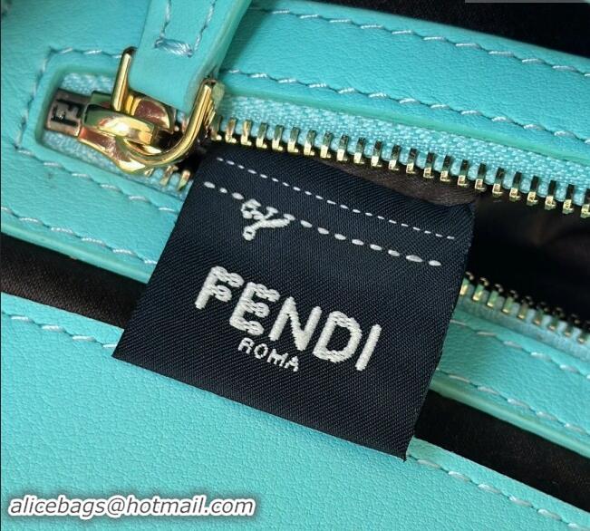 Good Quality Fendi Baguette Medium bag Embroidered with Sequins 8601M Lake Blue 2024