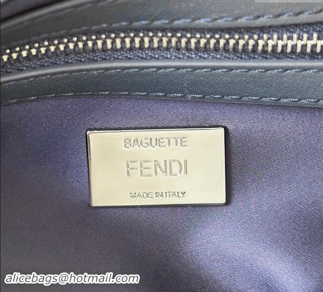 Best Grade Fendi Baguette Medium bag Embroidered with Sequins 8601M Royal Blue 2024