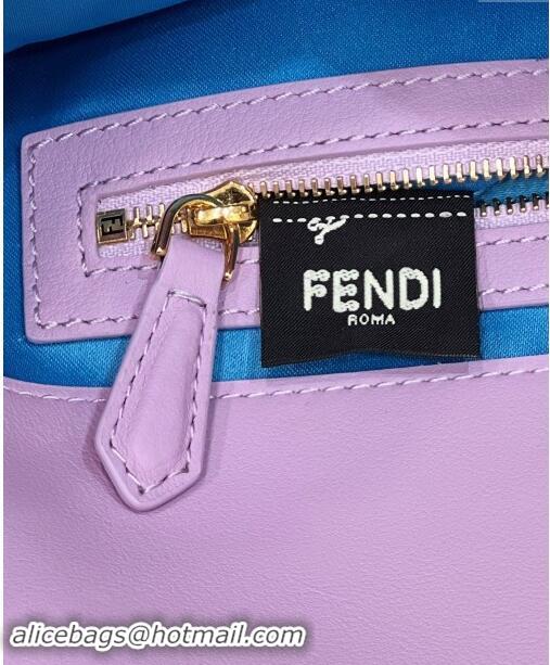 Top Grade Fendi Baguette Medium bag Embroidered with Sequins 8601M Light Purple 2024