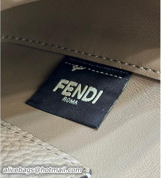 Top Quality Fendi Baguette Mini Selleria bag with topstitches in Grained Calfskin 8610S Dove Grey 2024