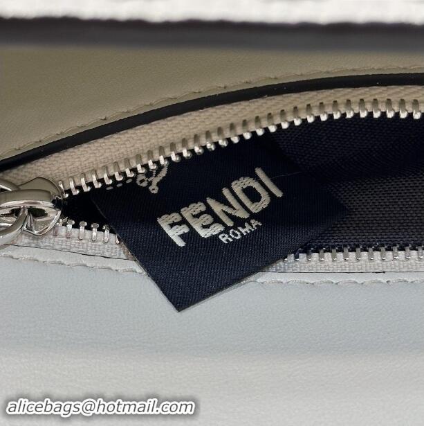 Famous Brand Fendi Regular Selleria Baguette bag with topstitches in Grained Calfskin 8610M White/Silver 2024