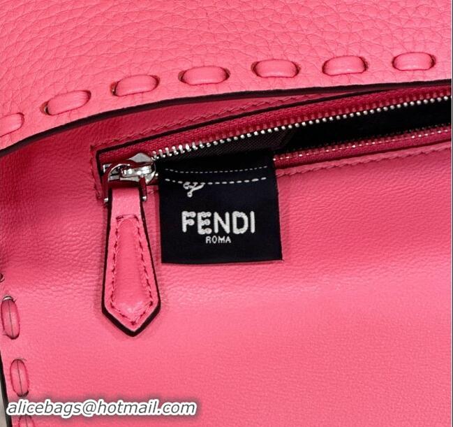 Original Cheap Fendi Regular Selleria Baguette bag with topstitches in Grained Calfskin 8610M Light Pink 2024