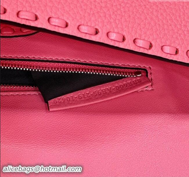 Original Cheap Fendi Regular Selleria Baguette bag with topstitches in Grained Calfskin 8610M Light Pink 2024