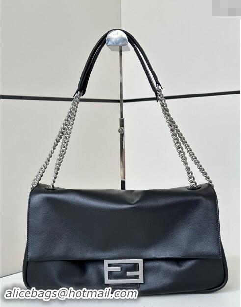 Top Grade Fendi Baguette Soft Large bag in Calfskin 8669 Black 2024