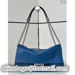 Top Design Fendi Baguette Soft Large bag in Calfskin 8669 Blue 2024