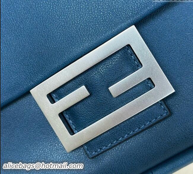 Top Design Fendi Baguette Soft Large bag in Calfskin 8669 Blue 2024