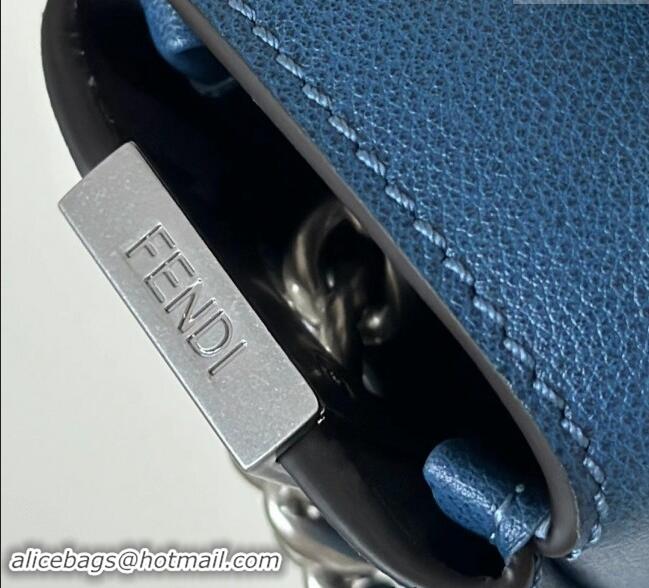 Top Design Fendi Baguette Soft Large bag in Calfskin 8669 Blue 2024