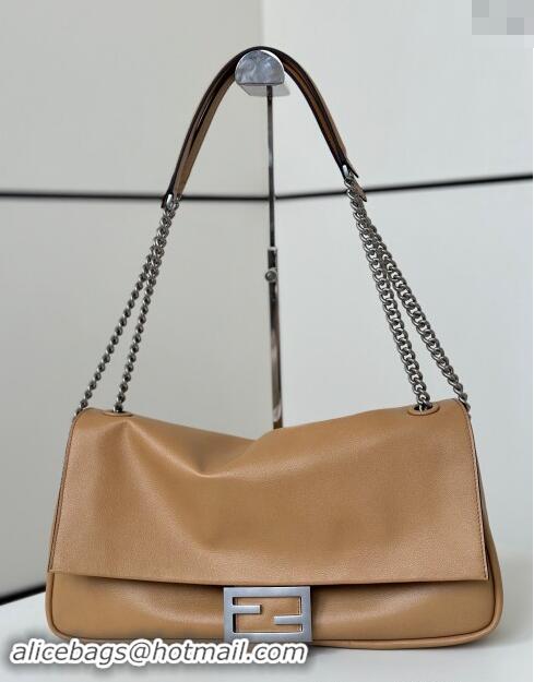 Classic Grade Fendi Baguette Soft Large bag in Calfskin 8669 Beige 2024