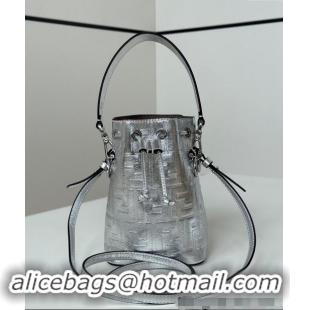 Well Crafted Fendi Mon Tresor Mini Bucket Bag in FF Leather FF020 Silver 2024